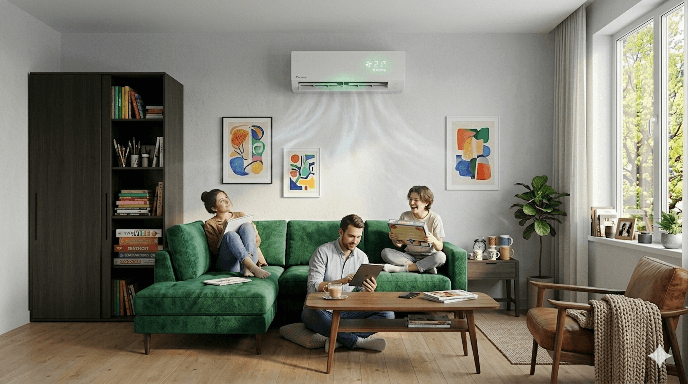 Famille profitant de la climatisation installée à Toulouse par KILMO